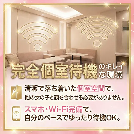 完全個室待機のキレイな環境